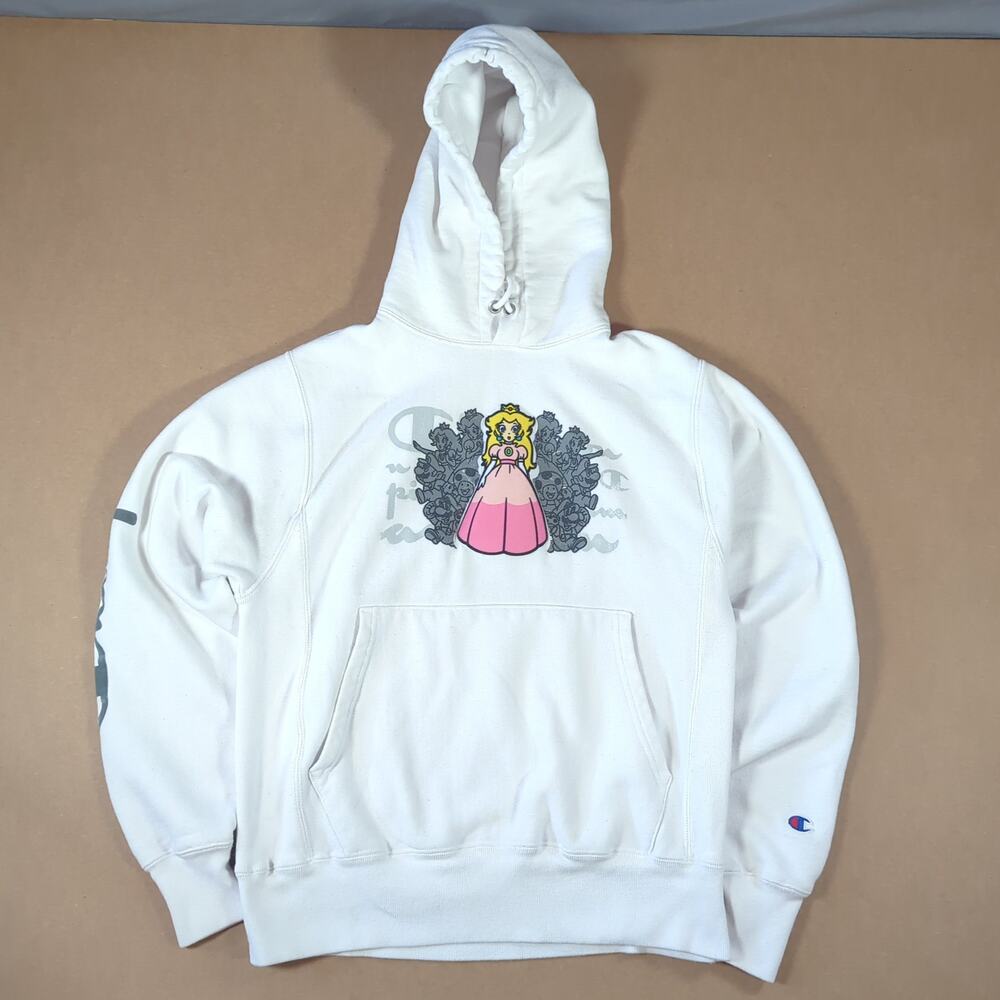 Champion Reverse Weave Princess Peach Hoodie Small Nintendo Super Mario
